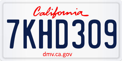CA license plate 7KHD309