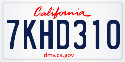 CA license plate 7KHD310