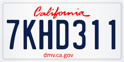 CA license plate 7KHD311