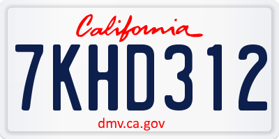 CA license plate 7KHD312
