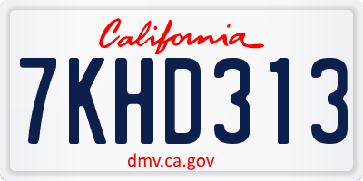 CA license plate 7KHD313