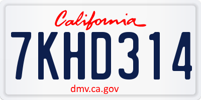 CA license plate 7KHD314