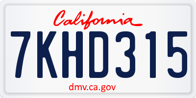 CA license plate 7KHD315