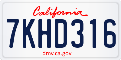 CA license plate 7KHD316