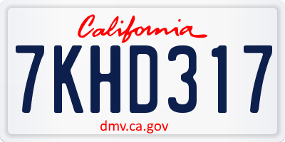 CA license plate 7KHD317