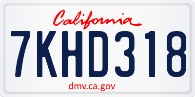CA license plate 7KHD318