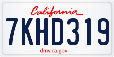 CA license plate 7KHD319