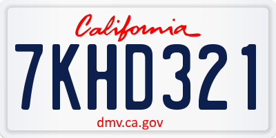 CA license plate 7KHD321