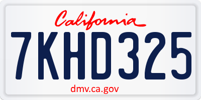 CA license plate 7KHD325
