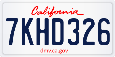 CA license plate 7KHD326