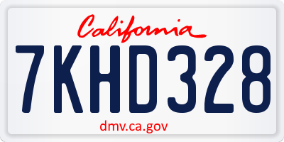 CA license plate 7KHD328
