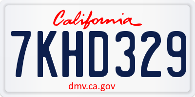 CA license plate 7KHD329