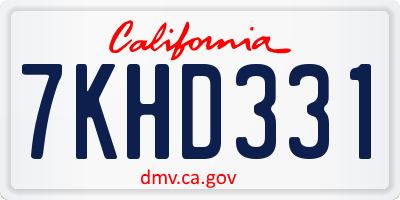 CA license plate 7KHD331