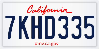 CA license plate 7KHD335