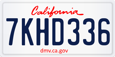 CA license plate 7KHD336
