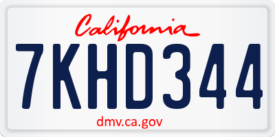 CA license plate 7KHD344