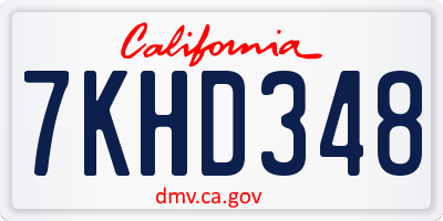 CA license plate 7KHD348