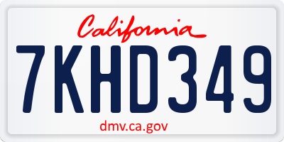 CA license plate 7KHD349