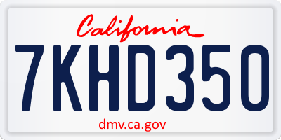 CA license plate 7KHD350