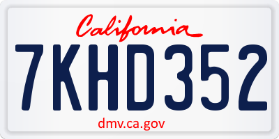 CA license plate 7KHD352