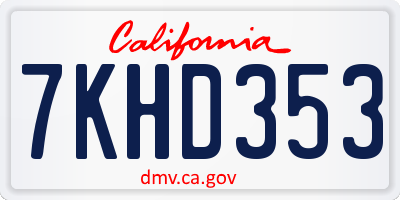 CA license plate 7KHD353