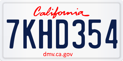 CA license plate 7KHD354