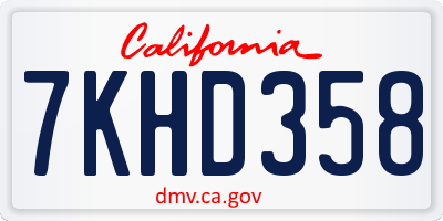 CA license plate 7KHD358