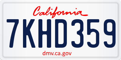 CA license plate 7KHD359