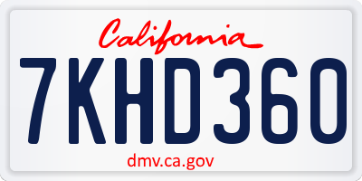CA license plate 7KHD360