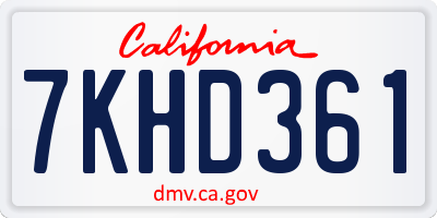 CA license plate 7KHD361