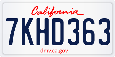 CA license plate 7KHD363