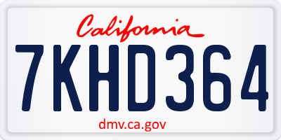CA license plate 7KHD364