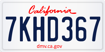 CA license plate 7KHD367