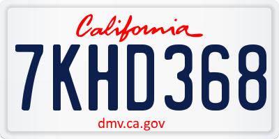 CA license plate 7KHD368
