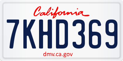 CA license plate 7KHD369