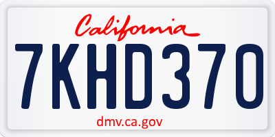 CA license plate 7KHD370