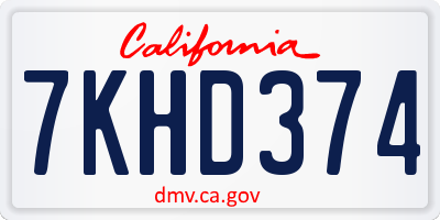 CA license plate 7KHD374