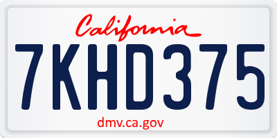 CA license plate 7KHD375