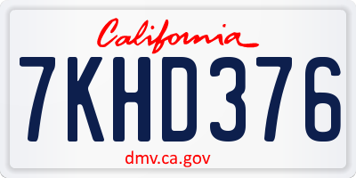 CA license plate 7KHD376