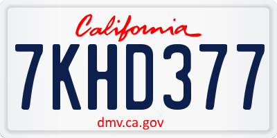 CA license plate 7KHD377
