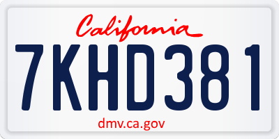 CA license plate 7KHD381
