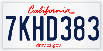 CA license plate 7KHD383