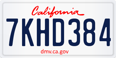 CA license plate 7KHD384