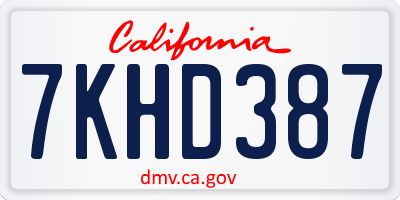 CA license plate 7KHD387
