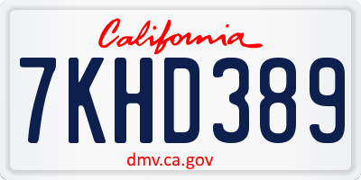 CA license plate 7KHD389