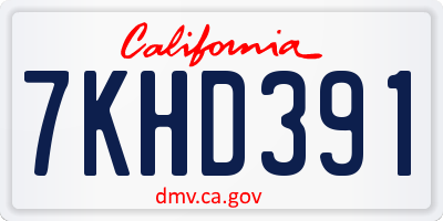 CA license plate 7KHD391