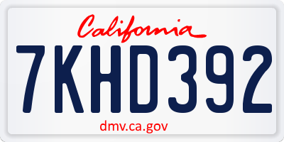 CA license plate 7KHD392