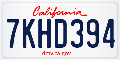 CA license plate 7KHD394