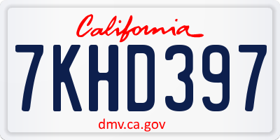 CA license plate 7KHD397