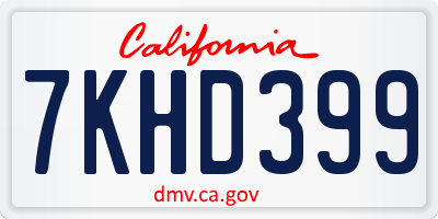 CA license plate 7KHD399